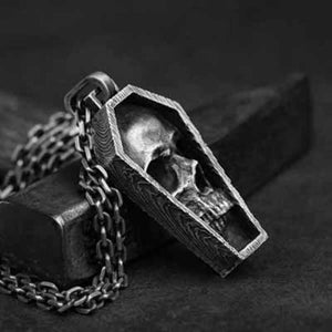 Metal Coffin Pendant Necklace